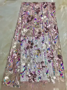 

Nice wedding dress material French net lace fabric African tulle mesh fabric with sequins JNZ443(5yards/lot)