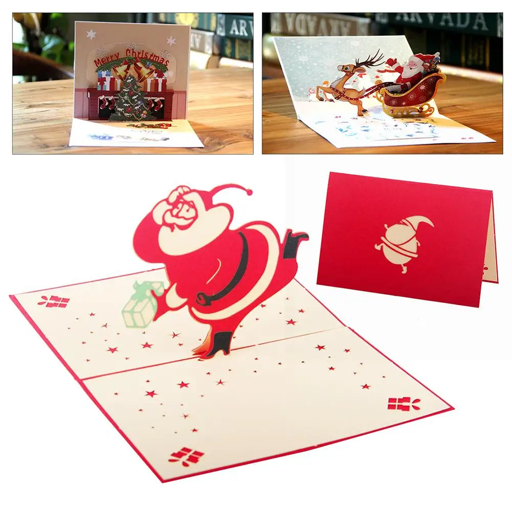 Рождественская поздравительная открытка с 3D стерео Санта Клаусом пустая ручной