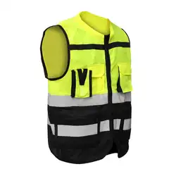 Safurance S/M/L Высокая Видимость Hi-Vis жилет безопасности Светоотражающая куртка для водителя ночной безопасности жилет с карманами для работы