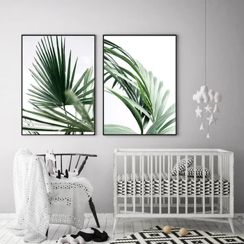 

Modern Palm Tree Calligraphy Green Plant Canvas Paintings Islamic Wall Art Posters Leaves Nature Pictures Living Room Home Decor