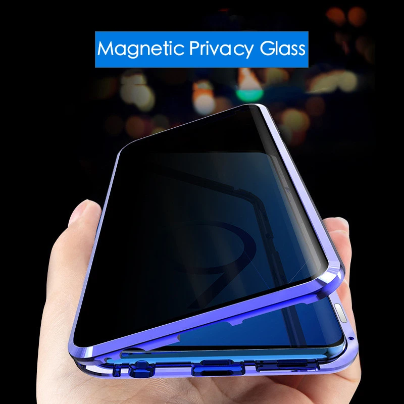 

For Samsung Galaxy S9 S8 Plus Note9 Case Magnetic Privacy Tempered film Anti Spy 360 Degree Full Magnetic Cover Front Back Glass