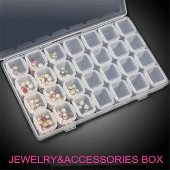 

28 Grids Diamond Painting Kits Plastic Storage Box Nail Art Rhinestone Tools Beads Storage Box Case Organizer Holder Kit B040