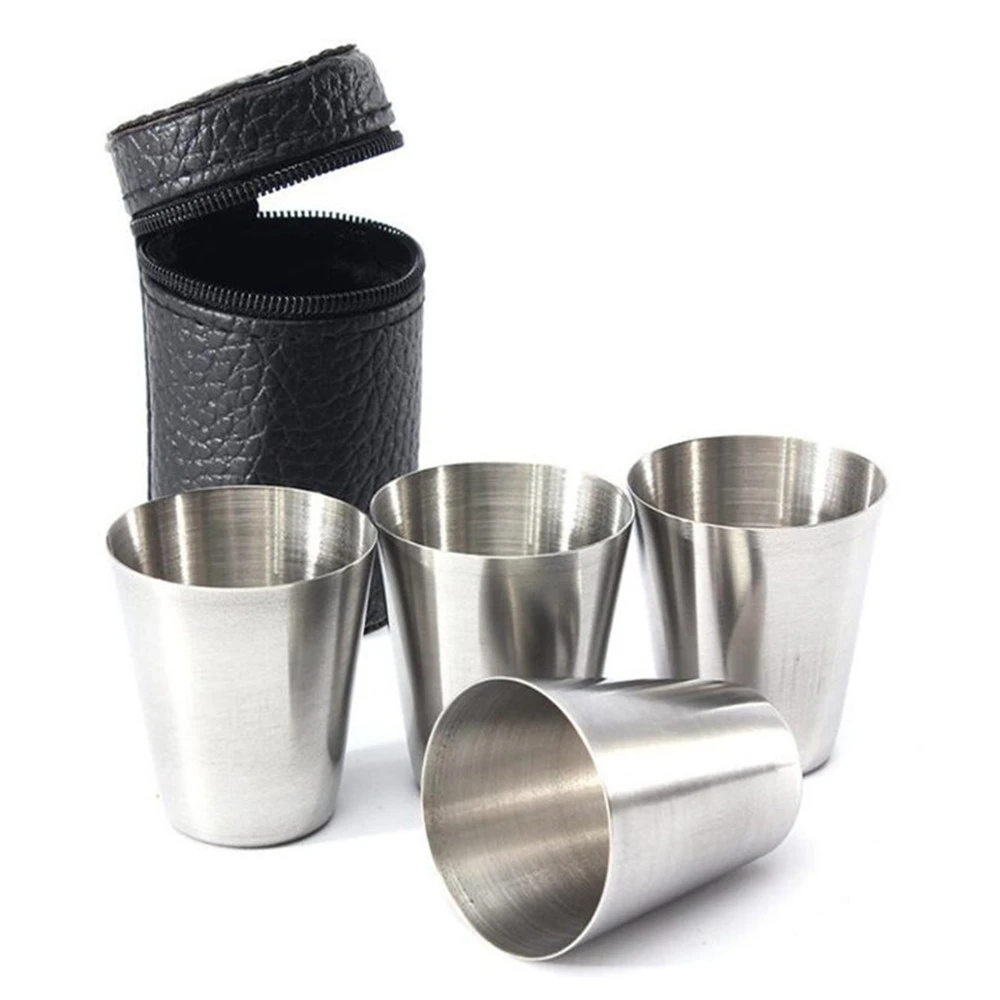 4 Pcs/set Polished 30 Ml Mini Stainless Steel Shot Glass Cup Drinking