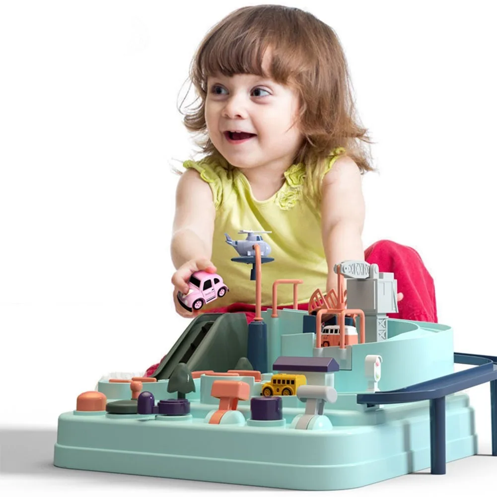 

Hot Selling Macarons Car Checkpoints Adventure Rail Car Toy Children'S Educational GIRL'S and BOY'S Toys for Children Train Toy
