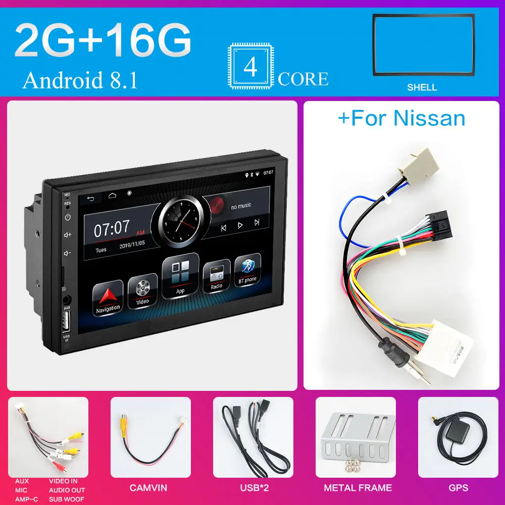 Серый Автомобильный мультимедийный плеер 2DIN Android 8,1 gps навигация Авторадио ram 2G rom 64G WiFi FM AM RDS DAB ISDB tv Автомобильная Аудиомагнитола 2 Din - Цвет: Серый