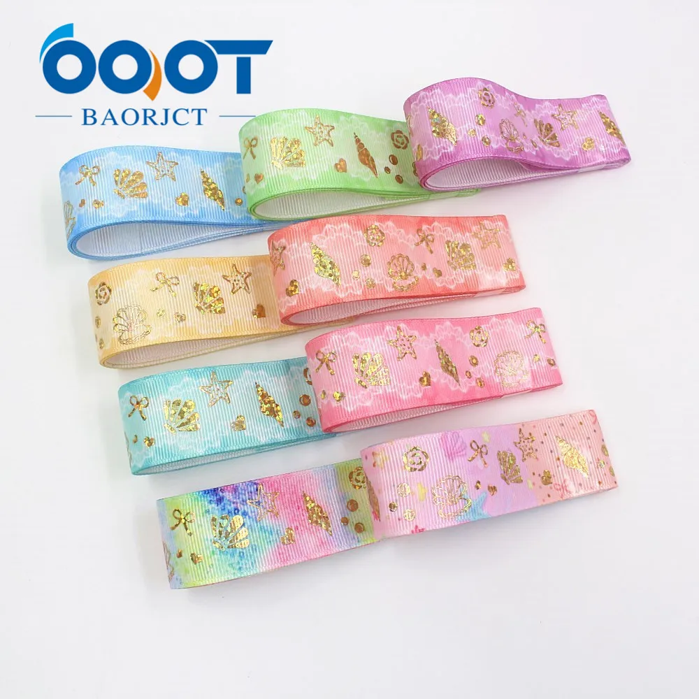 

OOOT BAORJCT I-19826-2000,10yards 25mm Laser silver seabed Cartoon printed grosgrain ribbon DIY wedding gift packaging material