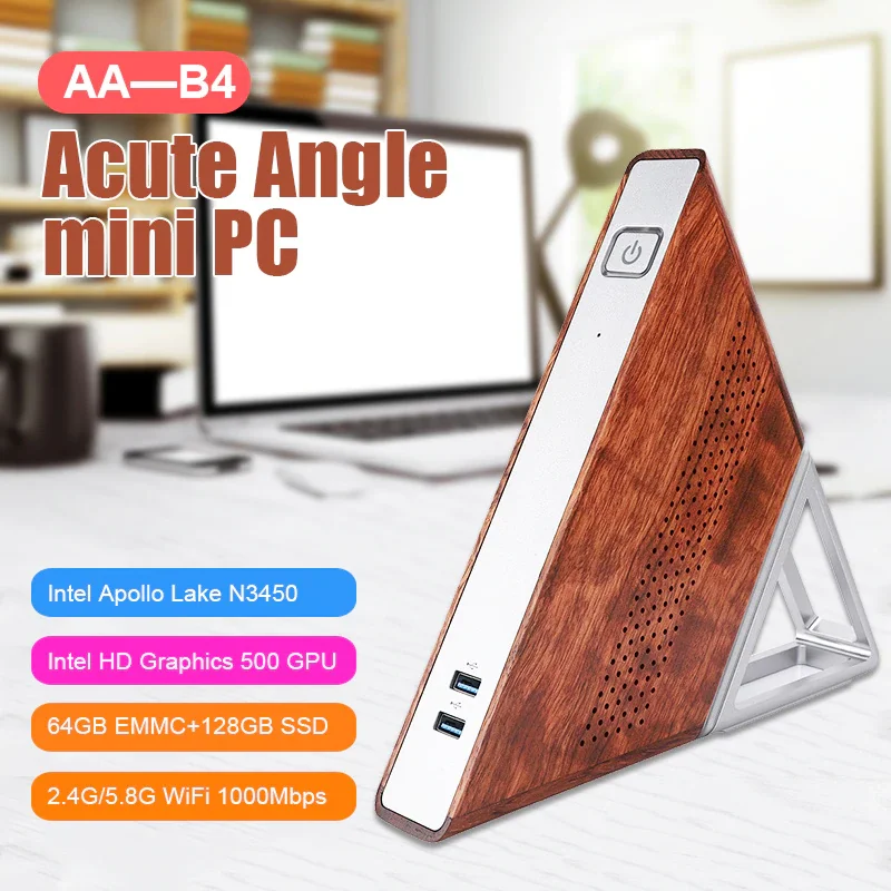 

Acute Angle AB-B4 Mini Triangle Computer Host for Intel N3450 Quad-core 8G+192G 1.1GHz Up to 2.2GHz with Intel HD Graphics 500