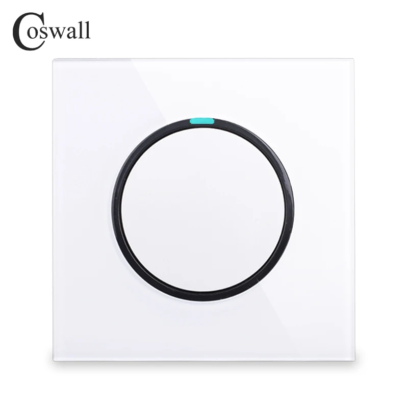 Белый Coswall 1 комплект 1 способ случайный щелчок вкл/выкл настенный светильник с Светодиодный индикатор закаленное стекло панель 16A серый - Цвет: Белый