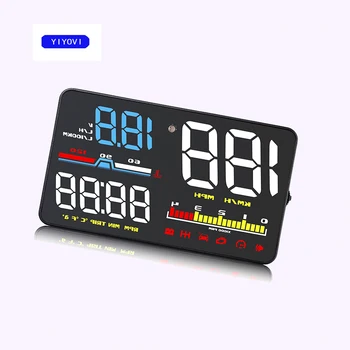 

5" Car HUD OBD OBD2 Head Up Display Digital Speedometer Windshield Projector Fatigue Alarm Fuel Speed Gauge