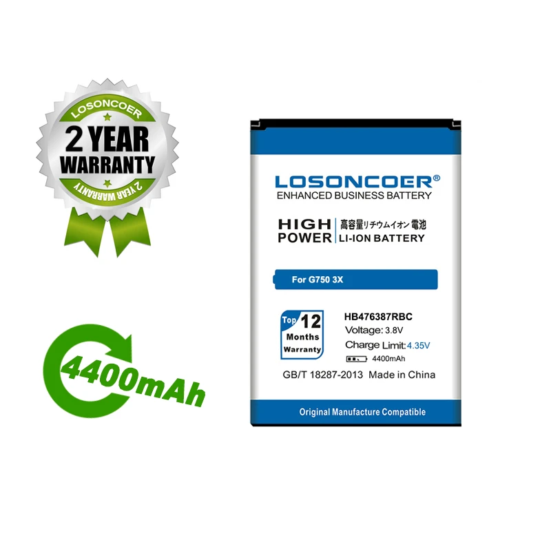 LOSONCOER батарея 4400 мА/ч HB476387RBC для Huawei Honor 3X G750 B199 Pro Мобильный телефон батареи |