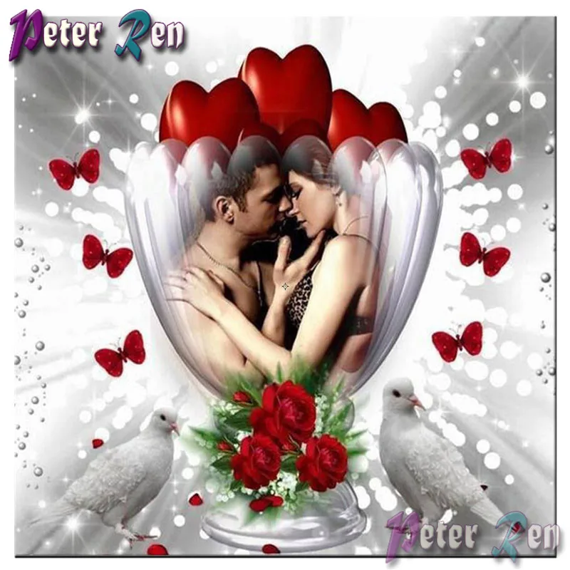 

5d Diamond Painting full Square\Round Rhinestone diamond Embroidery Mosaic Male and female bouquet pigeons pictures Wedding gift