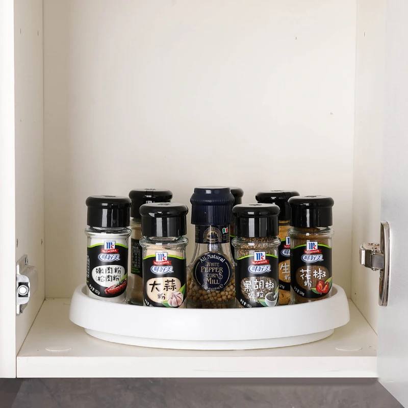 Household 360degree rotatable condiment storage rack kitchen storage tray