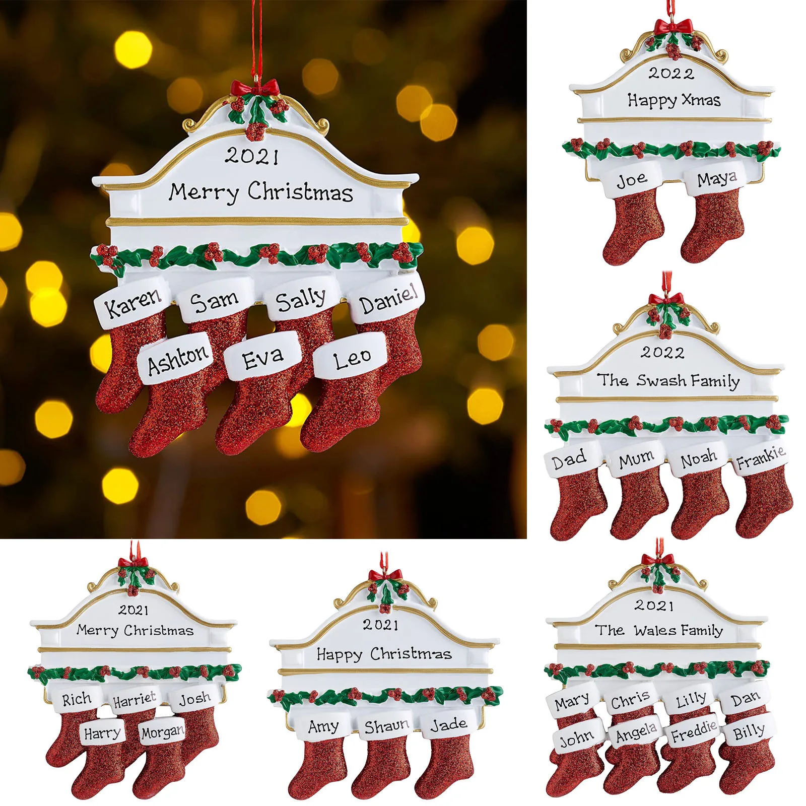 Diy Personalised Christmas Xmas Tree Stocking Ornament Mantel Family Groups Holiday Decorations Natale Hanging Pendant