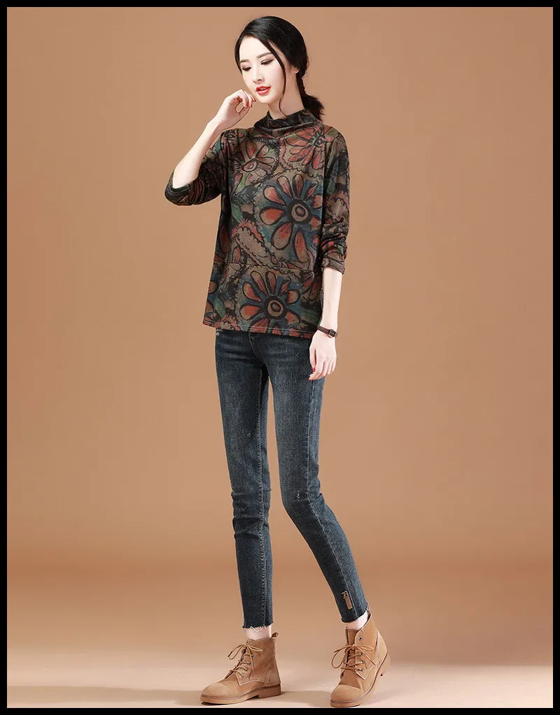 High-grade new women's retro pattern design casual all-match comfortable soft breathable fashion Anti-Pilling noble pullover High-grade new women's retro pattern design casual all-match comfortable soft breathable fashion Anti-Pilling noble pullover