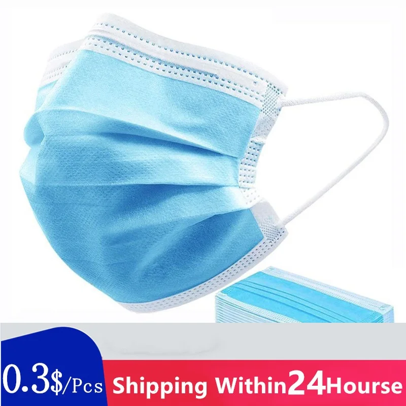 

10 50Pcs Mouth Mask Disposable Blue Cotton Mouth Face Masks NonWoven AntiDust Mask 3 Filter Activated Anti Pollution Mouth Masks