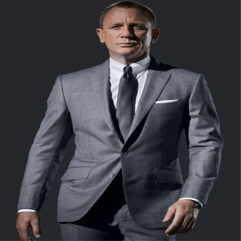 

Custom Men Suits Light Grey Formal Business Suits Tailored Made Blazer Tuxedos 2 Pieces Slim Fit Terno Masculino (Jacket+Pants)