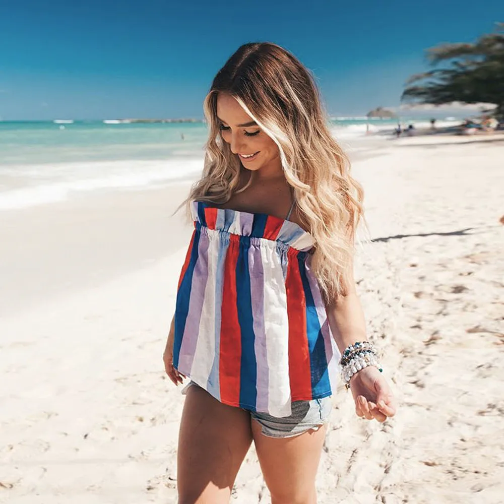 New Blouse Women Casual Striped Top Shirts Blouses Female Loose Sleeveless Blusas Autumn Fall Casual Ladies Office Blouses Top S