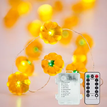 

Holiday Halloween Pumpkin Shape Light String 8 Functions Battery Box Remote Control 3D Pumpkin Lantern 30 Lights Christmas Decor