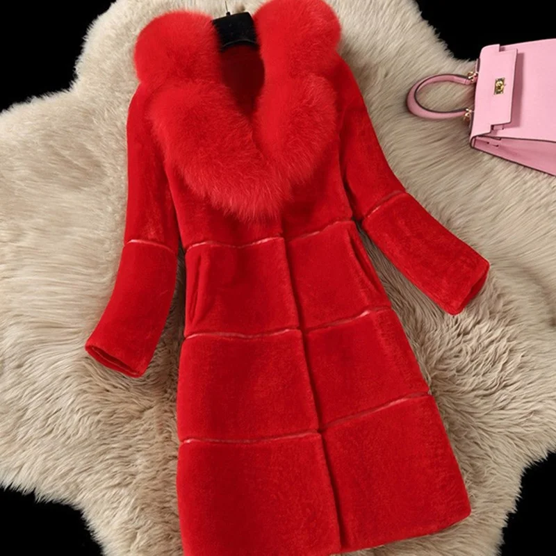 Зимнее пальто, меховая куртка, двусторонняя меховая женская верхняя одежда, женское длинное пальто, элегантное женское меховое пальто для офиса размера плюс, женская одежда