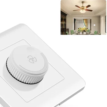 

220V Fan Stepless Speed Switch Socket White 15W-300W for Fan Lamp Controller Speed Adjustment Switch Knob Electrical Accessories