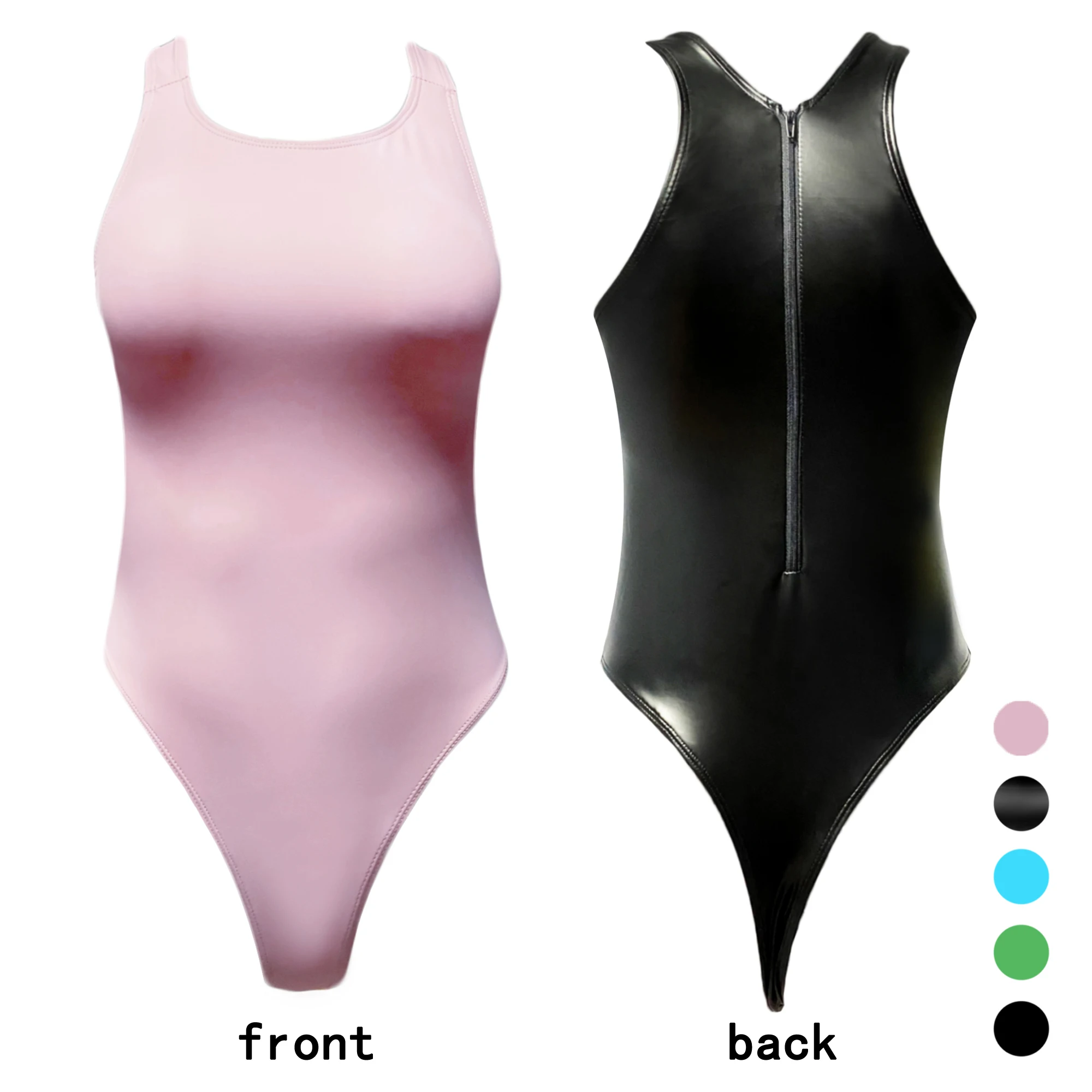 Xckny New Colour One Piece T Zipper Swimsuit Pu Texture Black Swimsuit Matte Swimsuit Sexy Tight