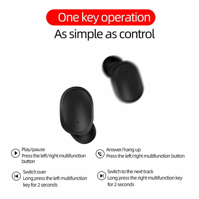 Bluetooth Earphone TWS Noise Cancelling Wireless Earbuds Headphones LED Display With Mic Bass Headsets For Xiaomi Redmi AirDots