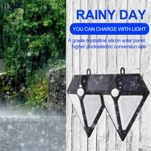 80LED 2 в 1 солнечное освещение для улицы и Водонепроницаемый 4-сторонняя лампа ромб Солнечный солнечных лучей на солнечных батареях лампа движения Сенсор настенный светильник для декора сада