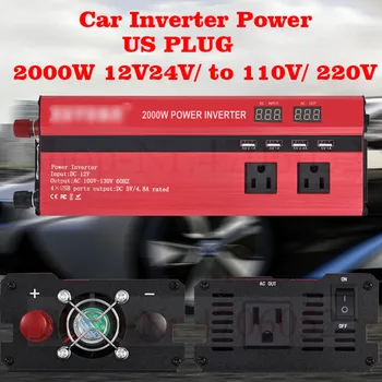 

2000W 4 USB LED Car Power Inverter DC 12V/24V To AC 110V Charger Converter