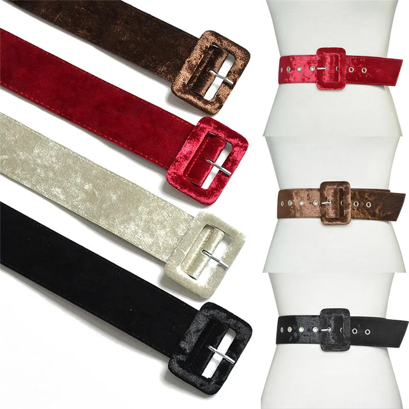 1 PCS Fashion Wide Belt Female Dress Belts Decorate Waistband Wide Buckle Velvet Belt