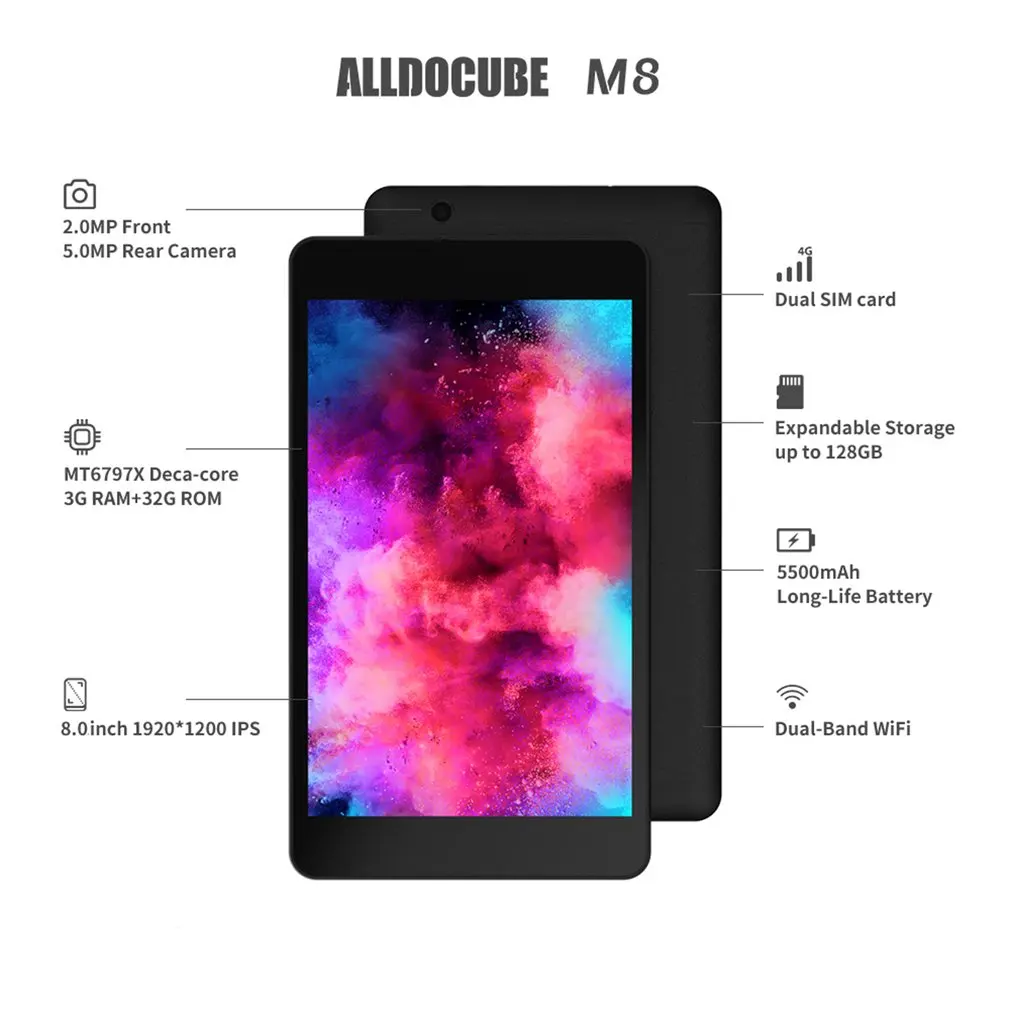 Планшет ALLDOCUBE M8 4G с функцией телефонных звонков 8 дюймов 4G LTE MTK X27 6797X1920*1200 FHD ips 3 Гб ram 32 Гб rom Android 8,0 gps Dual SIM BT