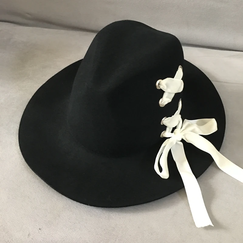 

Restoring ancient ways about British jazz cap wool hat joker ms li han edition black felt hat ins super fire hat