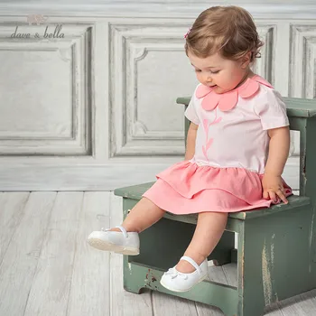 

DBJ13983 dave bella summer baby girls fashion floral draped T-shirt children short sleeve tops girls cute kids fashion tees