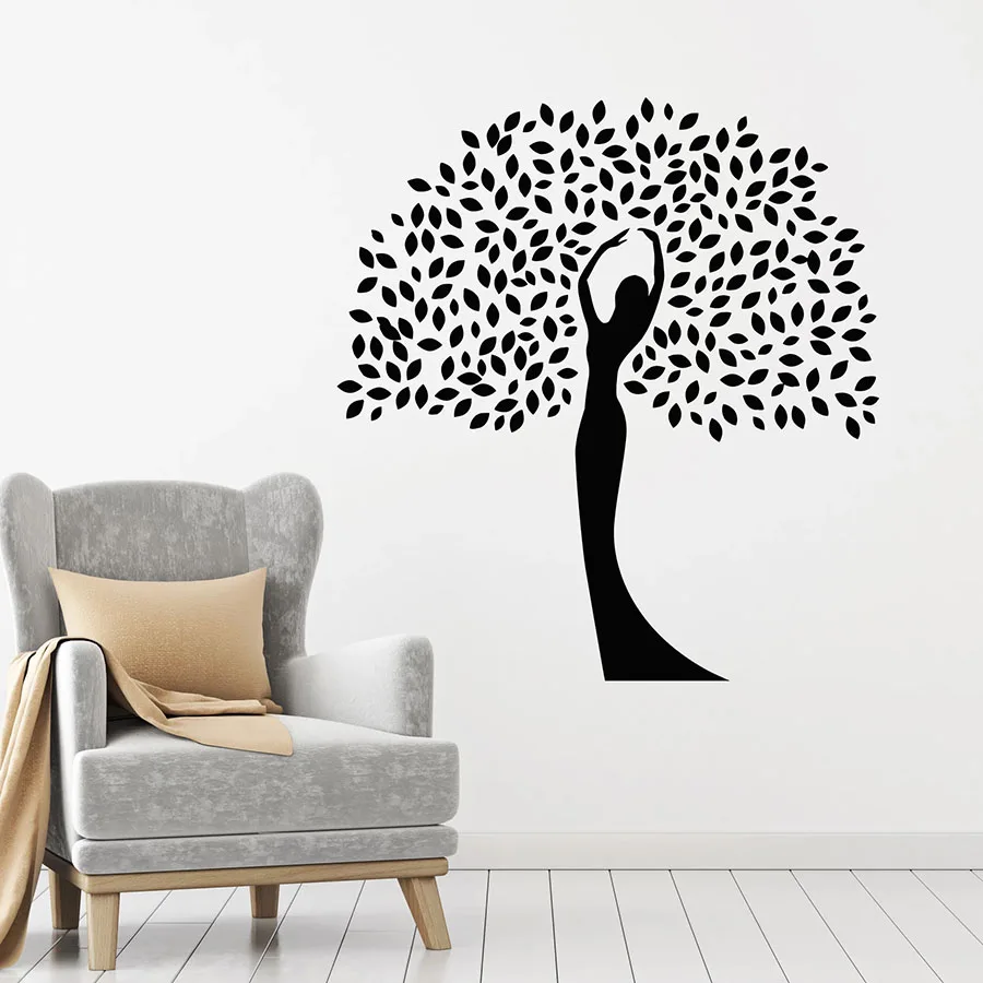 Wall Decal Nature Ecology Girl Tree Branches Leaves Vinyl Door Window ...