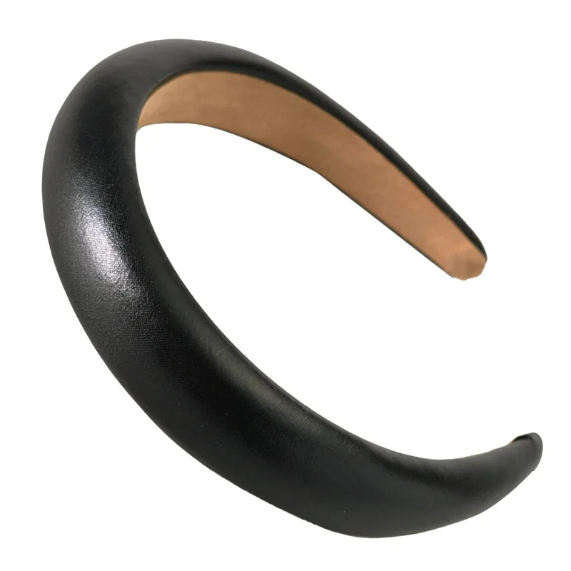 CN Leather Sponge Padded Headband Solid Thick Metalic Hairband Hair Hoop For Women Girls Head Womens Mulher Hair Accessories