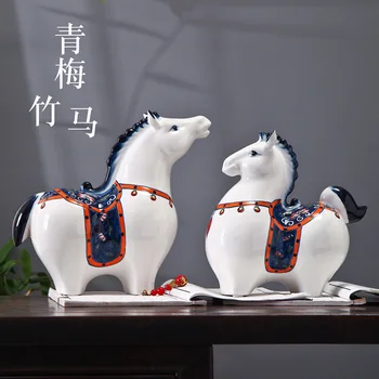 

Creative Home Crafts New Chinese Ceramic Pony Office Ornaments Animal Model Statue Gift Home TV Cabinet Wine Cabinet Decoration