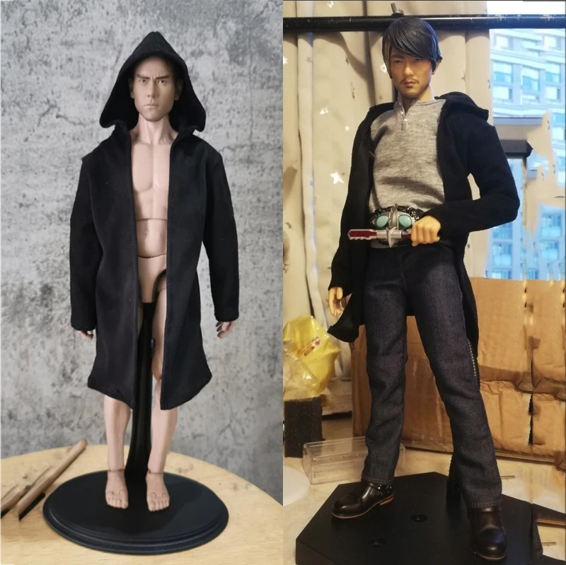 

1/6 Scale Model Hooded woolen coat Black agent Coat Clothing Suits For 12" Action Figure Male Nude Body Model Toys