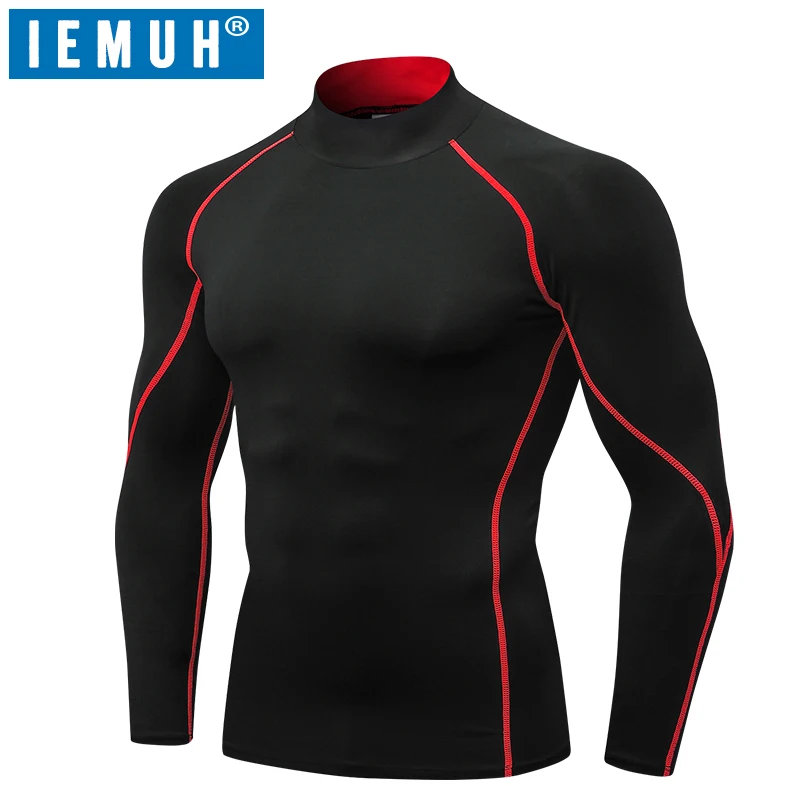 

IEMUH New Quick Dry Running Shirt Men Bodybuilding Sport T-shirt Long Sleeve Compression Top Gym t Shirt Men Fitness Tight
