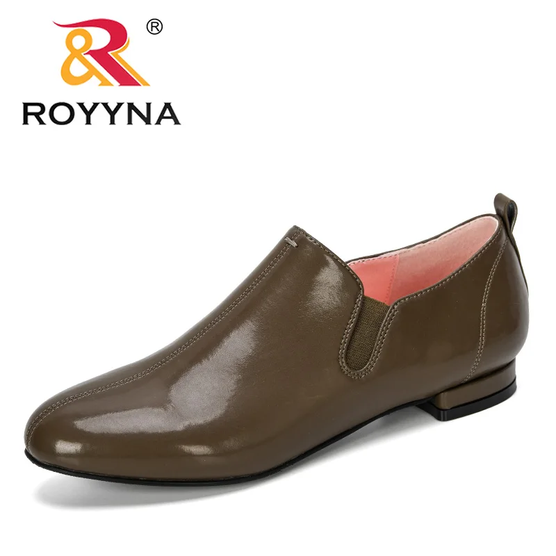 

ROYYNA 2019 New Designer Popular Round Toe Women Pumps Shoes For Woman Slip On Loafers Leather Feminino Zapatos De Mujer Trendy
