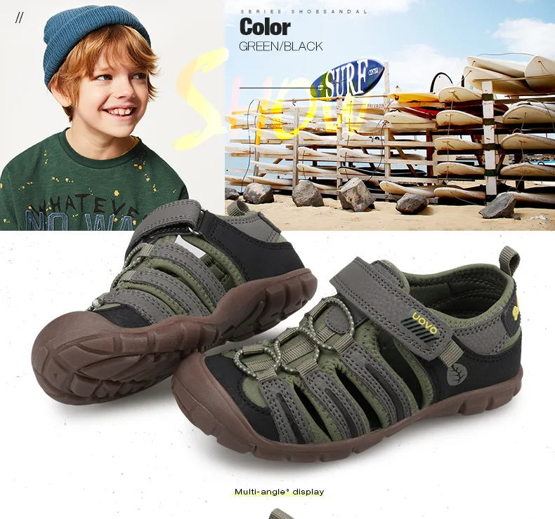 UOVO 2020 New Kids Sandals Boys Summer Fashion Shoes Breathable Little Children Footwear For Boys Beach Sandals Size 28#-32#