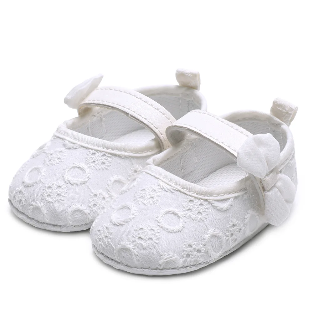 New Baby Shoes Newborn Baby Girls Soft Shoes Soft Soled Non-slip Bowknot Footwear Crown Shoes First Walkers Newborn