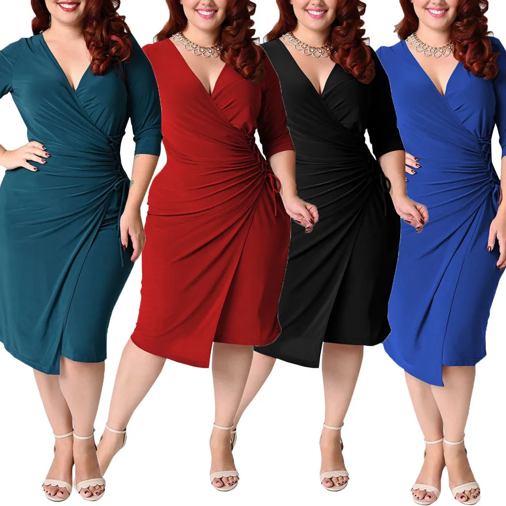 L-5XL платье для женщин vestidos de verano vestido ropa mujer платье для женщин vestidos de festa платья для женщин плюс размер глубокий v-образный вырез Z4