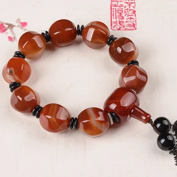 

Natural genuine red agate men's hand string men and women couples tangled silk single bracelet hand-polished fashion jewelry