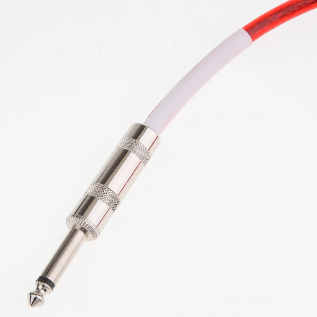 118inch Plug Lead Guitar Bass Instrument To Amp Audio Cable Straight Red Musical Accessories