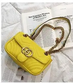 Женская сумка-седло, стиль, корейский стиль, модная текстурированная сумка через плечо, INS, стильная сумка на плечо с цепочкой - Цвет: Цвет: желтый