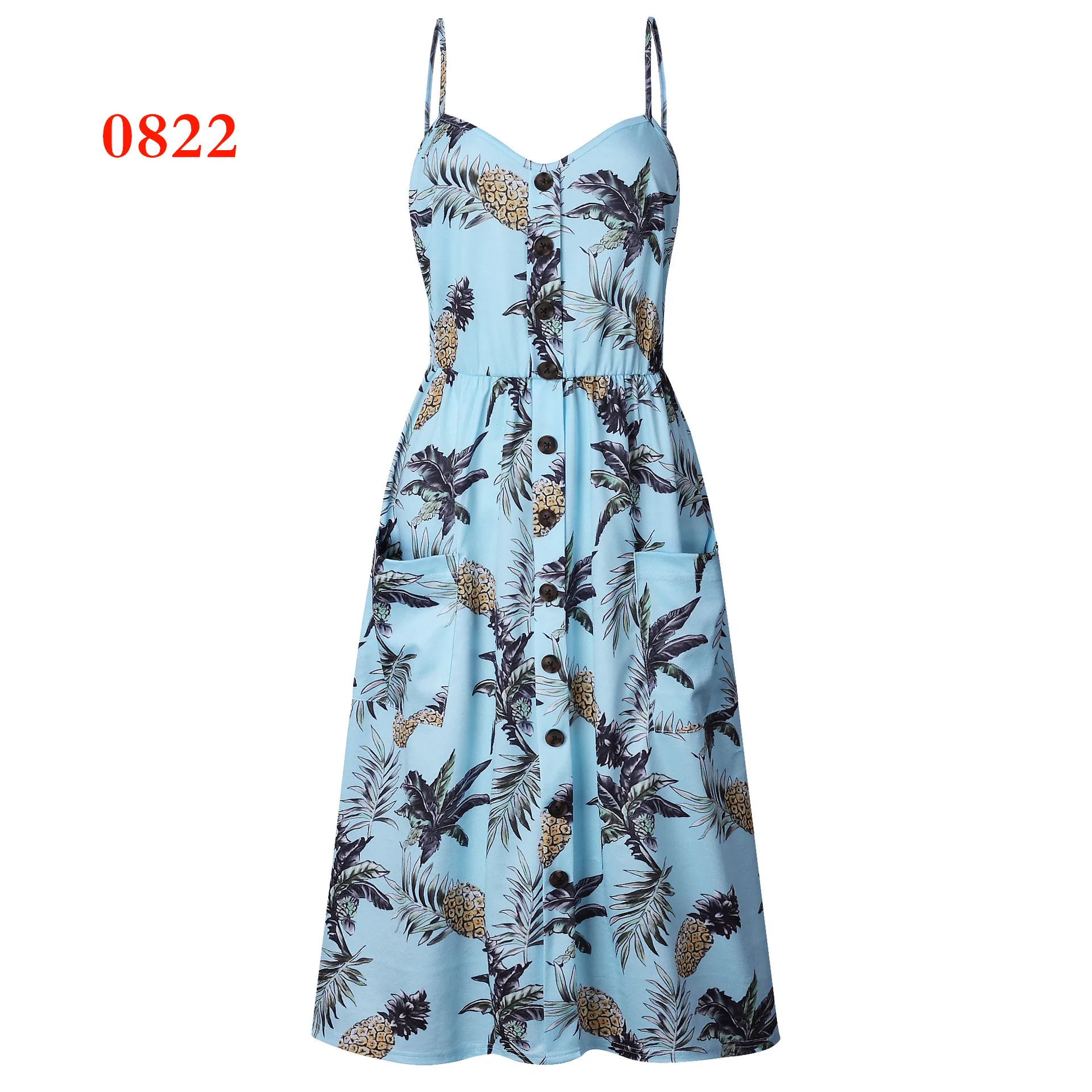 0822 Light Blue Летнее женское платье винтажное сексуальное богемное Цветочная Туника пляжное платье сарафан с карманами Красное Белое платье в полоску Женский Бренд Ali9 - Цвет: 0822 Light Blue