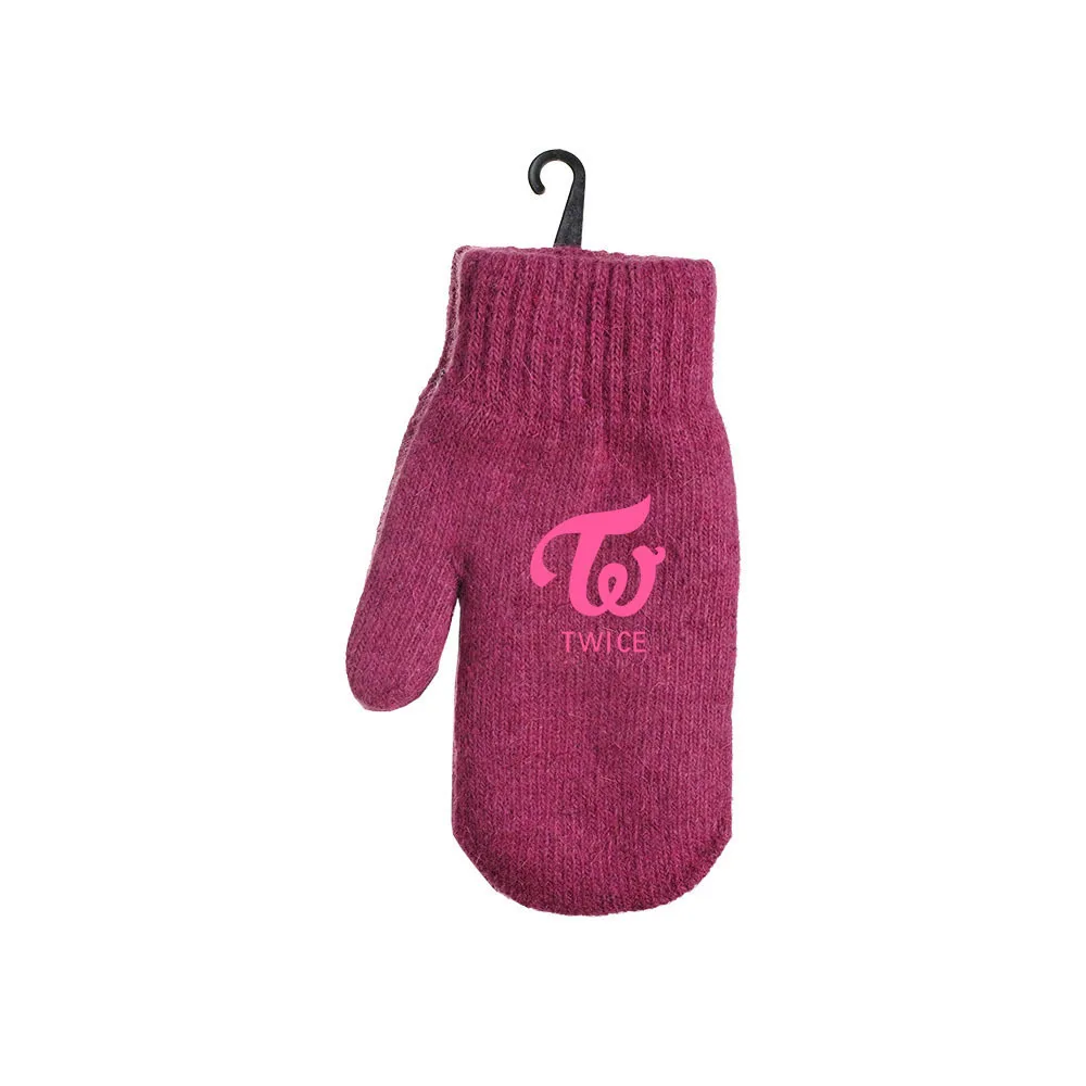 TWICE- На осень-зиму дважды Seventeen; Кей-поп Перчатки вязание, сохраняющие тепло, с вельветовым уплотнителем, обувь для мужчин и женщин Перчатки зимние Перчатки для женщин - Цвет: TWICE-