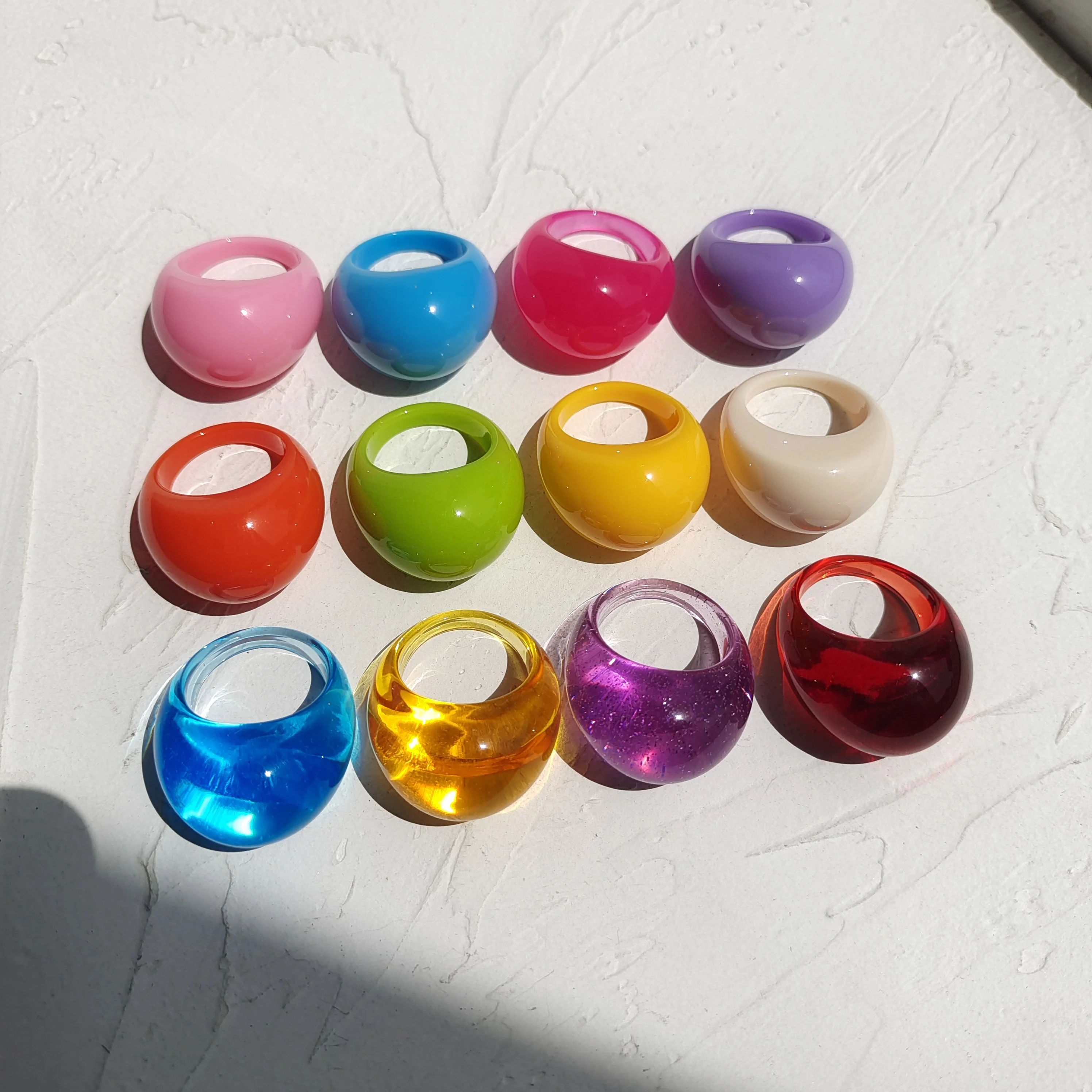 Summer Mutilcolor Transparent Acrylic Resin Water Droplets Shape Oval Rings for Women Girls Travel Jewelry finger ring adjustable rings jewelry accessories