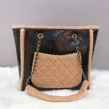 

Women Chain Lattice Designers Luxury Handbags Women Lambswool Shoulder Bags Female Top-handle Bags Fashion Brand Handbags