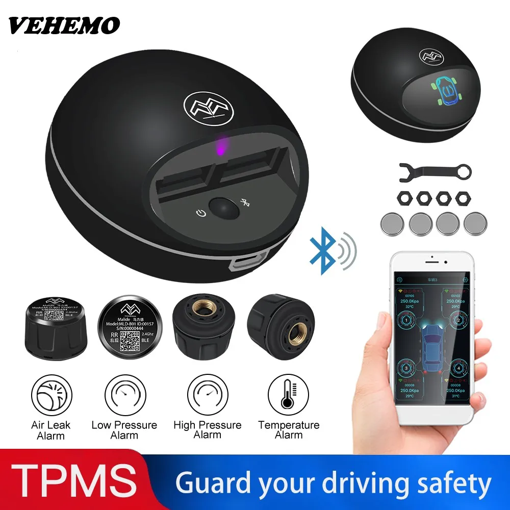 Автомобильная TPMS система контроля давления в шинах Bluetooth беспроводной монитор