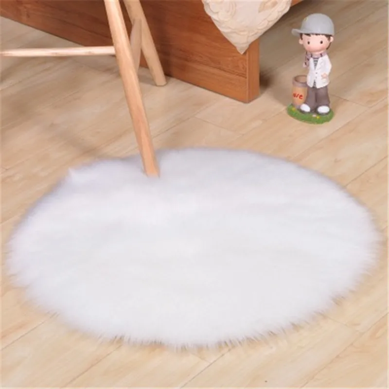 Супер мягкая искусственная шерсть ковра 30/60 см круглый коврик в помещении из искусственной овчины меха ковры для спальни гостиной пол плюшевый коврик